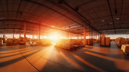 sunwarm blurred 360 view warehouse interior