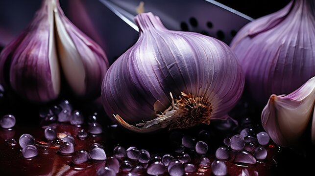 sliced purple garlic fresh