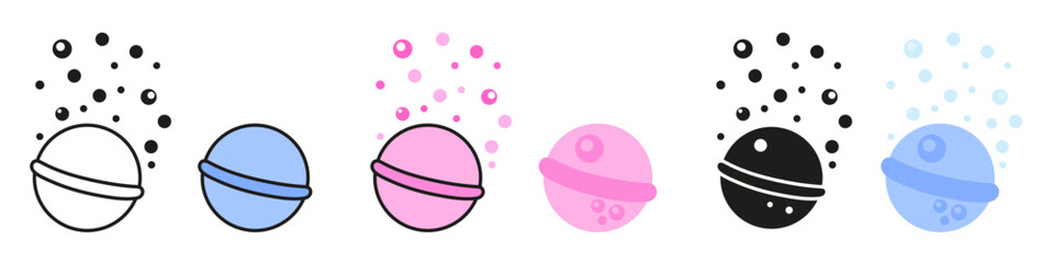 Bath Bombs vector collection. Bath Fizzers set.