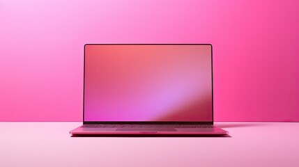 vibrant laptop pink background