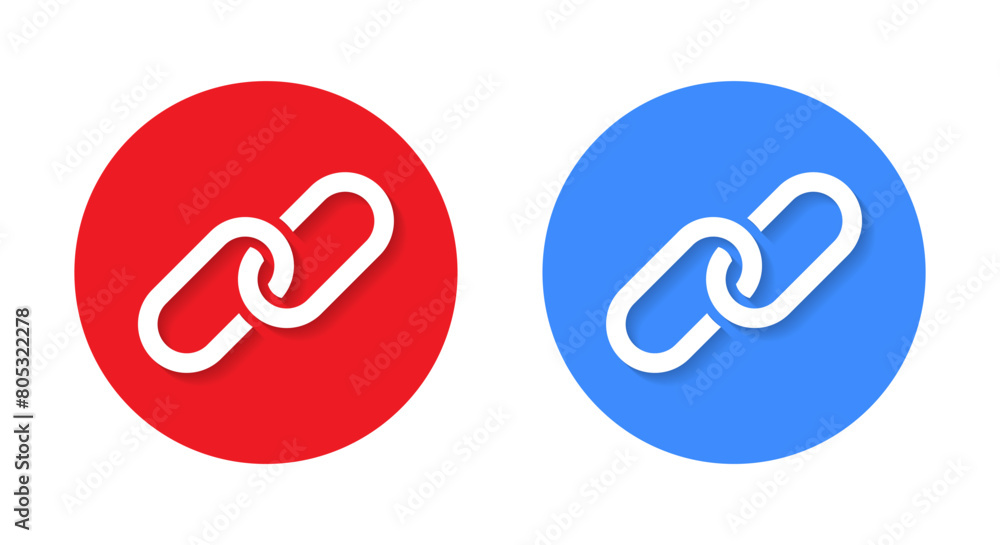 Poster chain link icon with shadow. hyperlink concept