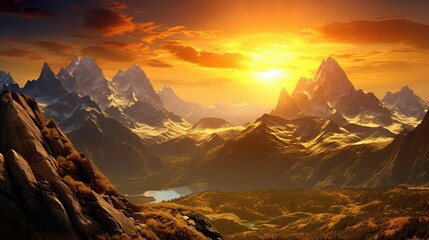 mountain overlay golden sun - Powered by Adobe