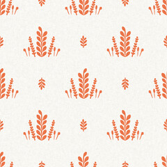 Peach fuzz botanical leaf foliage texture background with color of the year two tone linen fabric effect. Soft fresh modern woodland cottagecore design, wallpaper and on trend repeat tile textures. 
