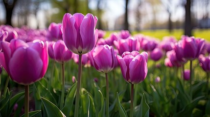garden purple tulips