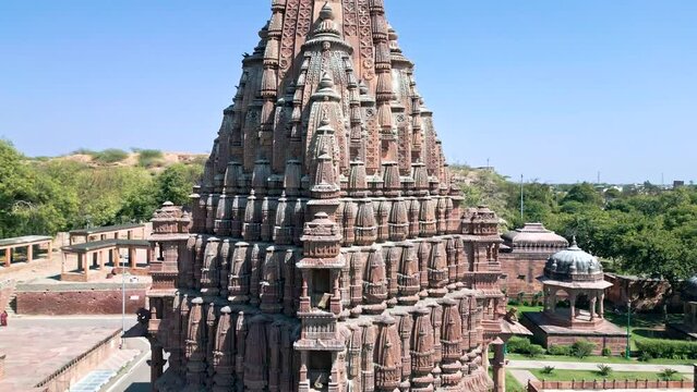 Temple in Mandore Gardens, Rajasthan, India from the air
