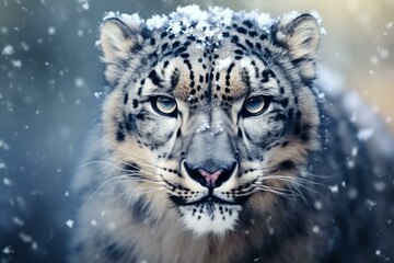 Powerful Snow leopard. Asia mammal cat. Generate Ai