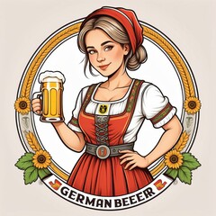 oktoberfest girl with beer  created with generative AI software.
