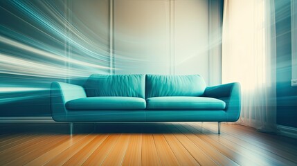 sofa blurred teal interior