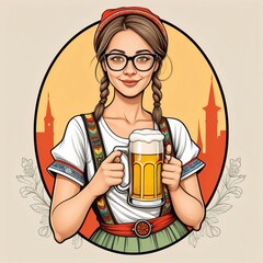 oktoberfest girl with beer  created with generative AI software.