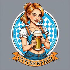 oktoberfest girl with beer  created with generative AI software.