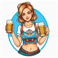 oktoberfest girl with beer  created with generative AI software.