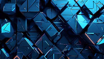 AI Illustration of Futuristic facets designing a 3d wallpaper with geometric shapes and futuristic patterns