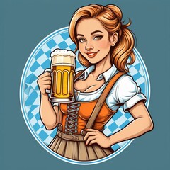 oktoberfest girl with beer  created with generative AI software.