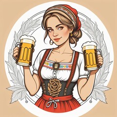 oktoberfest girl with beer  created with generative AI software.