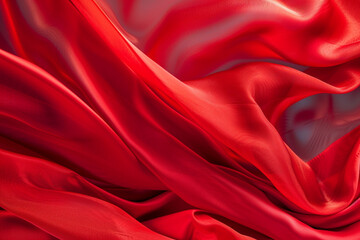 Obraz premium A dynamic background with a flowing red silk texture, capturing the movement and elegance of the fabric in mid-air.