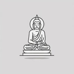 Abstract meditative calm, zen buddha line art on soft background evoking serenity and mindfulness. Great as logo or print design inspiration