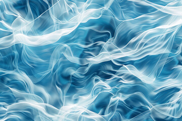 Obraz premium A dynamic background with a flowing abstract pattern in shades of ocean blue and white, resembling crashing waves.