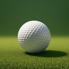 close up of golf ball on green background