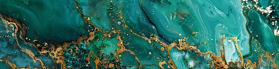 Luminous Turquoise Marble Texture with Gold Details