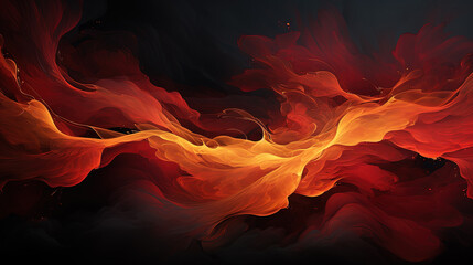 Contemporary Art of Red and Gold Brush Stroke Wavy Background