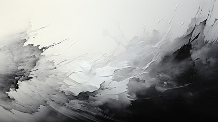 Abstract Art of White and Black Oil Paint Brush Stroke on Background