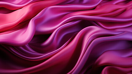Obraz premium Fluttering Magenta Color Fabric Heavenly in Space With Delicate Folds on Blurry Background