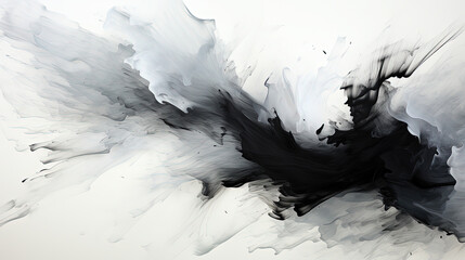 Abstract Art of White and Black Oil Paint Brush Stroke on Background