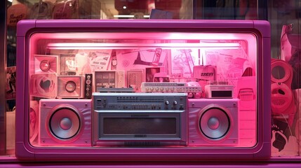 music pink boombox