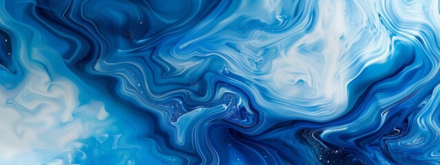 Obraz premium Abstract blue liquid background with swirling patterns and fluid shapes, creating an otherworldly atmosphere.