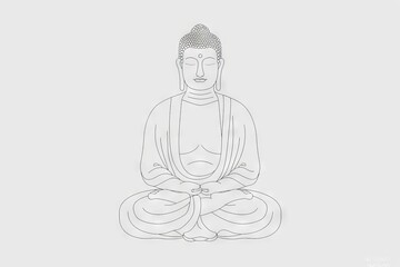 Abstract meditative calm, zen buddha line art on soft background evoking serenity and mindfulness