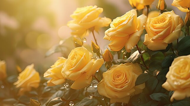 gentle yellow roses border