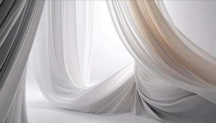 large white room and space, organic design, soft shapes, atmospheric light. and materials, for presentations, product design and art