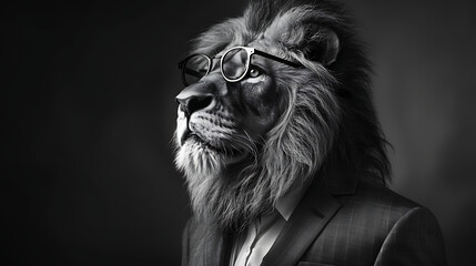 Boardroom Beasts: Lions in Suits and Sunglasses