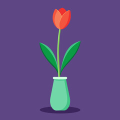 Set of Tulip flower on the vase vector