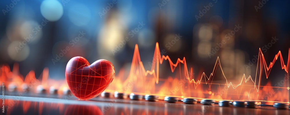 Aufkleber a heart is placed on a table with a series of lines and dots surrounding it. the heart is surrounded