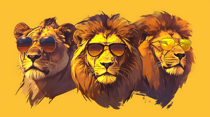 Boardroom Beasts: Lions in Suits and Sunglasses