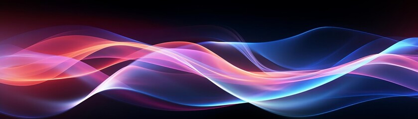 Fototapeta premium A colorful wave with red, blue and purple colors. The wave is very long and it looks like it is moving