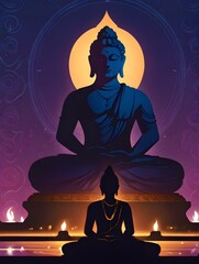 Mahavir Jayanti Illustration of Mahavira sitting in meditation. Generative AI