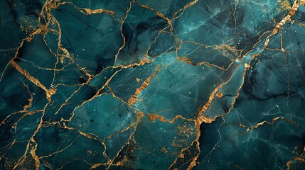 Luminous Turquoise Marble Texture with Gold Details