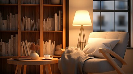 reading blurred home interior 3d render