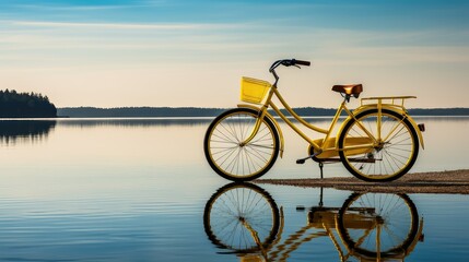 reflection yellow bicycle