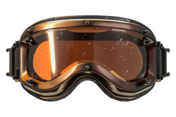Shinning brown biker goggle isolated on transparent background