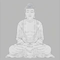 Abstract meditative calm, zen buddha line art on soft background evoking serenity and mindfulness