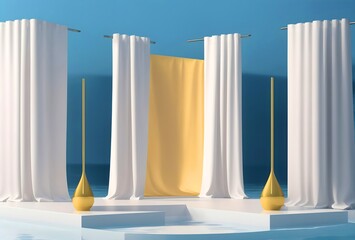 Pedestal, steps and shelf. Stand base mockup. 3d render. Podium steps for brand promotion product. Creative background for advertising presentation