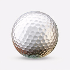 silver golf ball on a white background