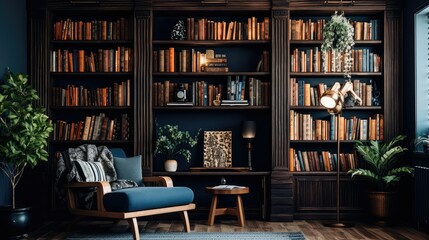 sophisticated dark living room wall