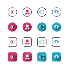 Collection of Icons set, flat colored with shadows. Thin line icons set. Flat vector illustration