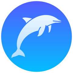 dolphin gradient round vector icon
