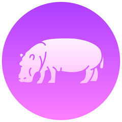 hippopotamus gradient round vector icon