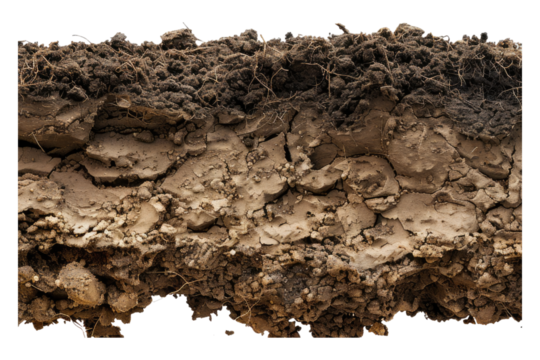 Soil border side view isolated on transparent background